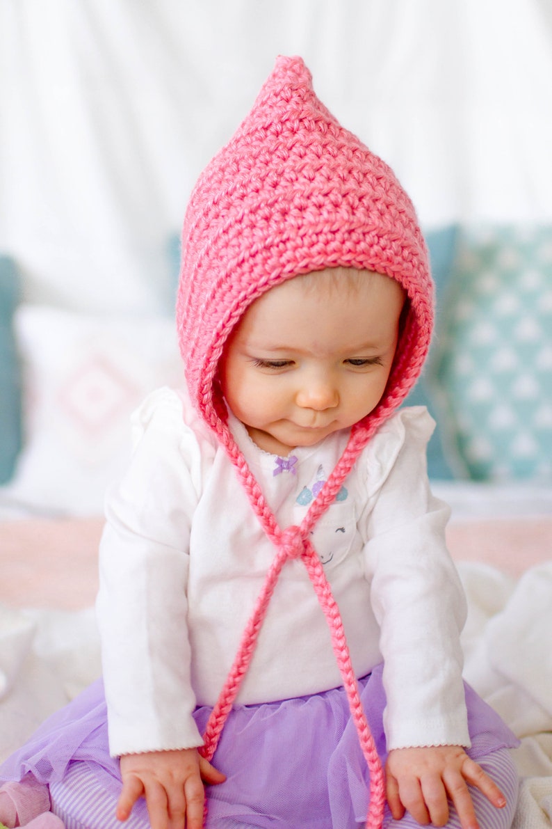 Baby girl hat 30 colors elf hospital bonnet for coming home outfit newborn photography gnome photo prop unique shower gift strawberry pink image 6