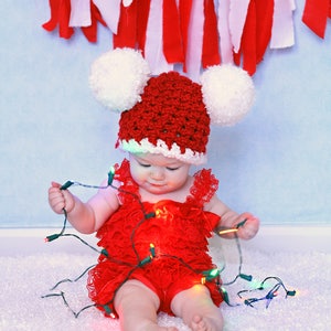 Baby Christmas hat all sizes newborn baby girl boy giant pom pom hospital beanie for holiday coming home outfit Santa photography photo prop 6 to 9 Month