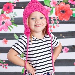 Baby girl bonnet 30 colors pixie elf hospital hat for winter coming home outfit newborn gnome photo prop larger sizes shower gift hot pink image 5
