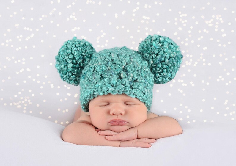 Baby girl hat 18 colors giant pom pom chunky crochet beanie fun newborn photo prop for photography knit winter hat baby toddler kid's sizes image 4