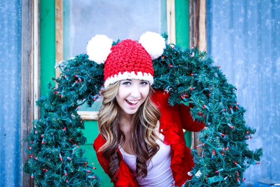 Christmas Santa Hat All Sizes Giant Pom Xmas Beanie Holiday Family