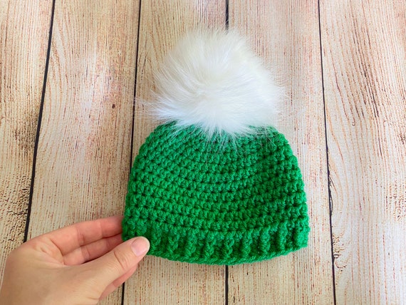 Green Baby Hat 39 Colors White Fluffy 