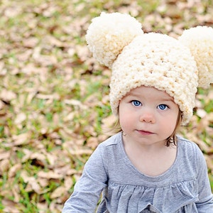 Baby girl hat 18 colors giant pom pom chunky crochet beanie fun newborn photo prop for photography knit winter hat baby toddler kid's sizes image 7