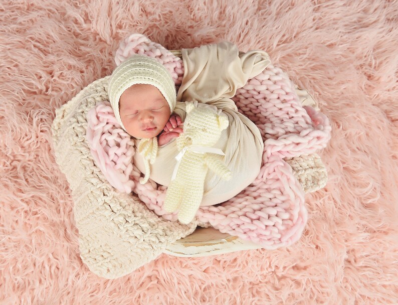 Newborn bump blanket 39 colors baby girl & boy photography photo prop crochet bucket filler knit basket stuffer posing layer barnwood brown image 6