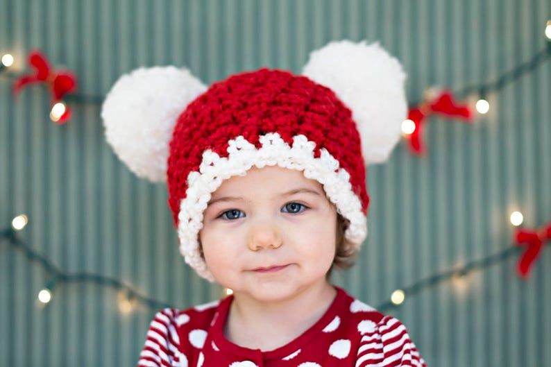 Baby Christmas hat all sizes newborn baby girl boy giant pom pom hospital beanie for holiday coming home outfit Santa photography photo prop 1T to 2T