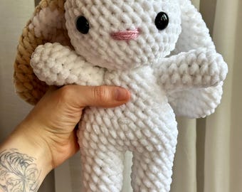 Handmade, crocheted bunny plush toy