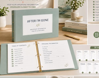 After I’m Gone Organizer Template, Important Information Binder (Editable Excel)