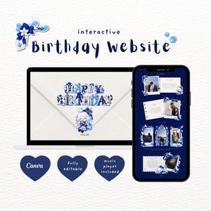 Plantilla web de cumpleaños inspirada en Genshin Impact / Regalo digital de Furina para novio/novia / Sitio web de cumpleaños interactivo en Canva
