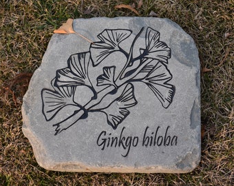Ginkgo Biloba Engraved Stone
