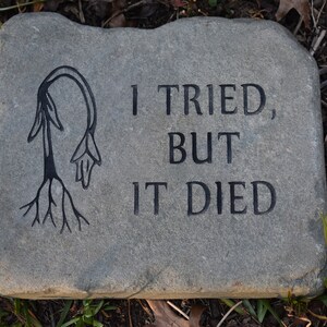 I Tried but it Died Engraved Stone