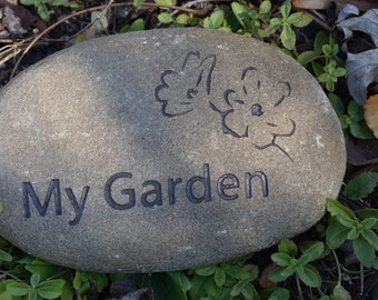 My Garden Dogwood Flower Engraved Stone