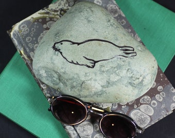 Sea Lion engraved stone