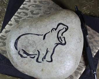 Hippo engraved stone