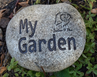 My Garden Owl Engraved Stone