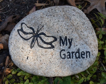 My Garden Butterfly Engraved Stone