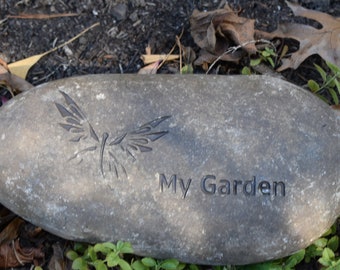 My Garden Butterfly Engraved Stone