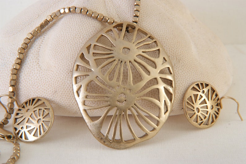 Vintage Retro Kenneth Cole New York Abstract Pendant Necklace Earrings