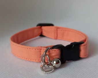Cat Collar/ Salmon Cat Collar-''Color Options''- Breakaway Pet Collar/ Spring, Summer, Wedding/ Cat, Kitten, Small Dog Sizes/ Gift for Cat