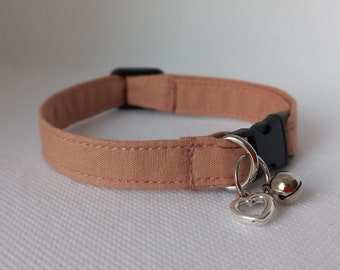 Cat Collar- "Light Brown- Color Option"- Solid Color Cat Collar/ Unisex Cat Collar/ Breakaway/ Spring, Summer/ Kitten, Cat, Small Dog Sizes