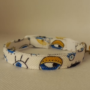 Evil Eye Katzenhalsband- &#39;&#39;Turkish Evil Eye, Charm &#39;&#39;- Blau Perlen Katzenhalsband / Eye Cat Collar / Kätzchen, Katze, kleine Hundegrößen / Breakaway Katzenhalsband