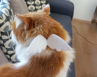 Angel Cat Collar/ Angel Wing Cat Costume-''White+Color Option''-Wedding/ Breakaway Cat Collar/ Birthday/ Kitten, Cat, Small Dog Collar Sizes