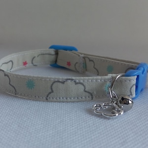 Cloud Cat Collar-''Sun-  Sky''- Beige Cloud Cat Collar/ Adjustable Breakaway Safety Cat Collar/ Cat Neckwear/ Kitten, Cat, Small Dog Sizes