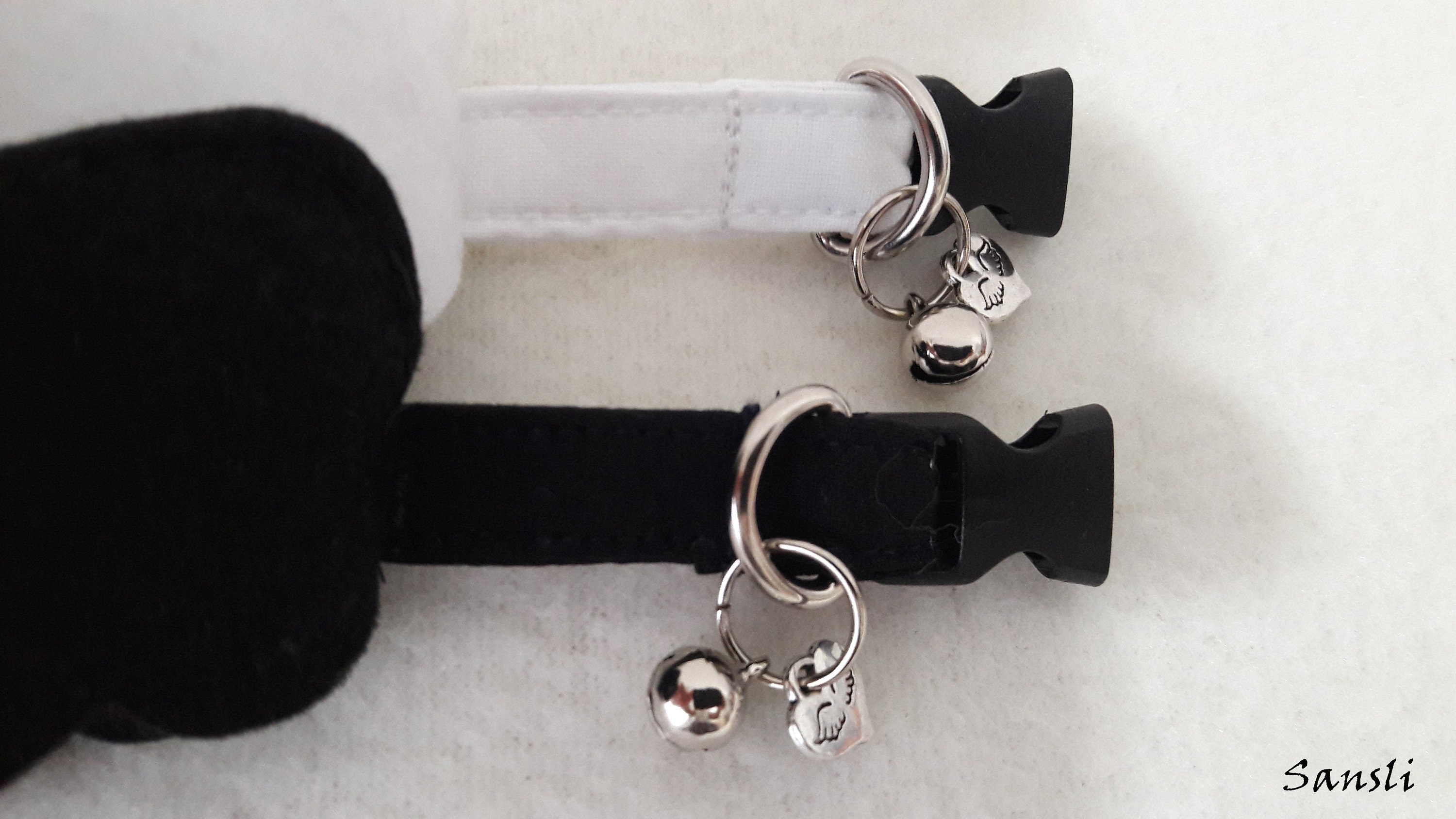 Cat Collar Kitten Gift Breakaway Safety Adjustable White Black | Etsy