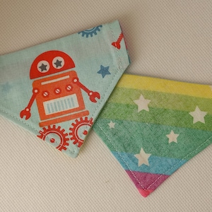 Cat Bandana- &#39;&#39;Robot, Star, Rainbow&#39;&#39;- Cat Scarf/ Double-sided+ Sliding+ Over-the-Collar Cat Bandana/ Summer/ Kitten, Cat, Small Dog Sizes