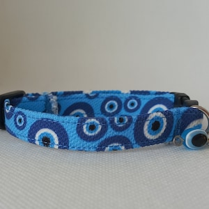 Cat Collar- ''Evil Eye, Charm''- Turkish Evil Eye Cat Collar/ Blue Beaded Cat Collar/ Breakaway Cat Collar/ Kitten, Cat, Small Dog Sizes