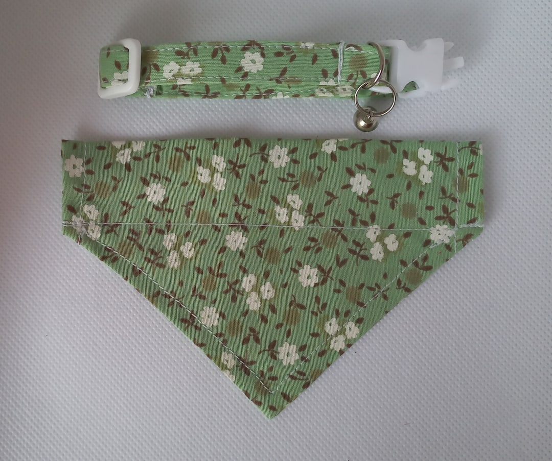 Bandana Cat Collar Set ''tiny Flowers'' Spring Flowers Cat Collar W