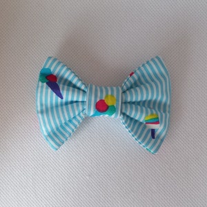 Bow Tie Cat Collar Set ''Small Ice Cream Balls'' Pinstripe Cat Collar Matching Removable Bow Tie/ Summer/ Kitten, Cat and Small Dog Sizes image 4