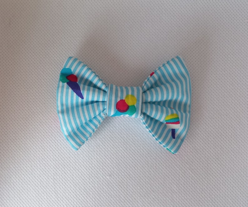 Bow Tie Cat Collar Set ''Small Ice Cream Balls'' Pinstripe Cat Collar Matching Removable Bow Tie/ Summer/ Kitten, Cat and Small Dog Sizes image 4