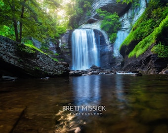 North Carolina Looking Glass Falls  Waterfall Landscape Photography Print   12x18 16x24 20x30 24x36 30x40