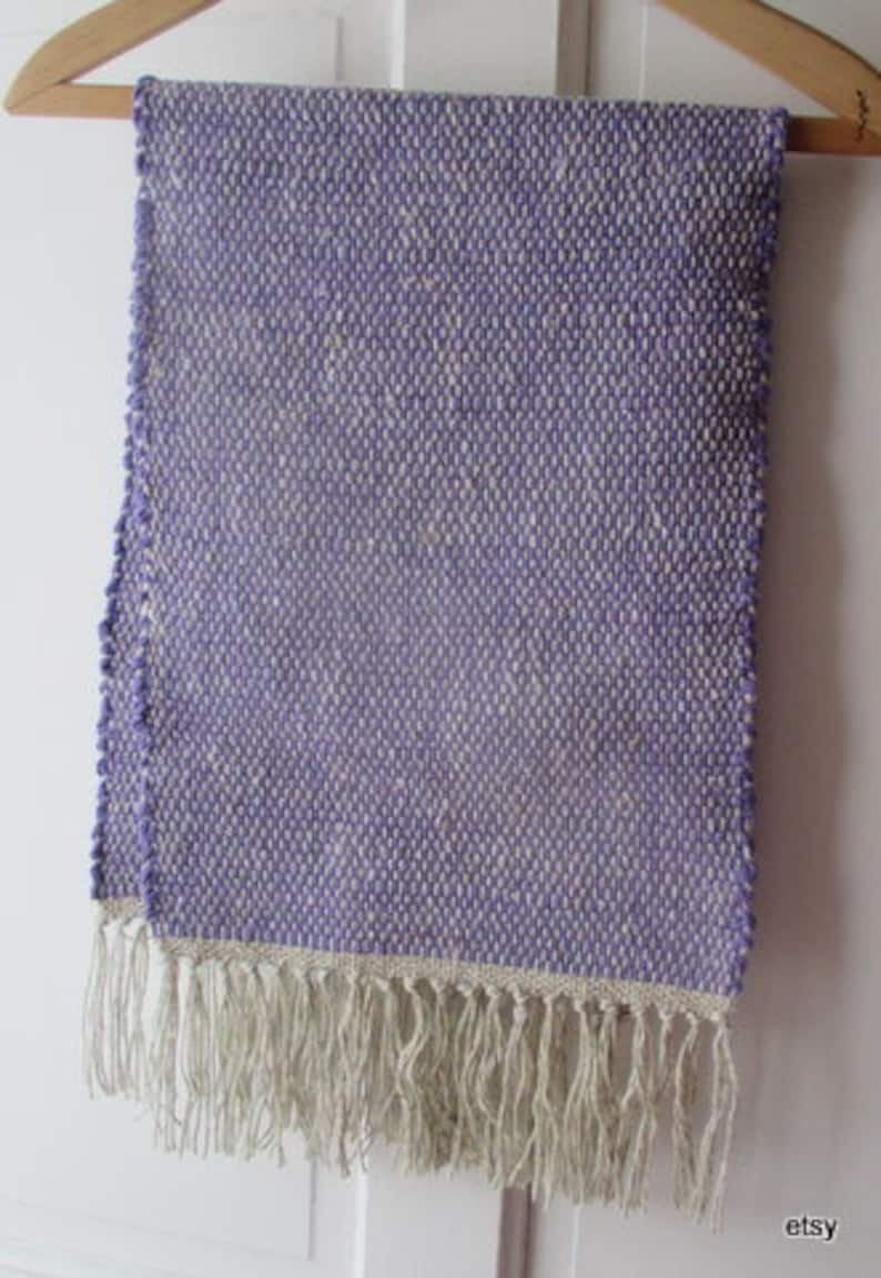 Purple Table runner by 12 wide 40 cotton fringe handwoven