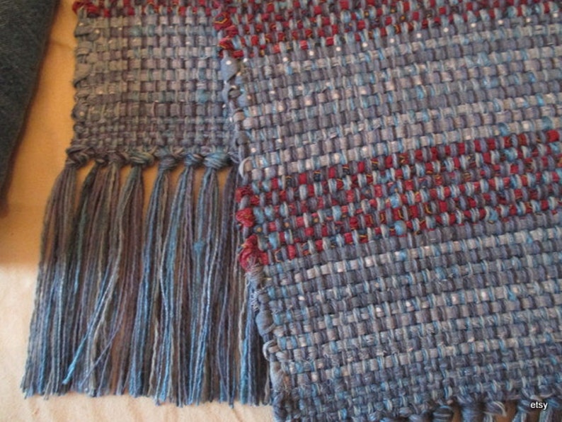 Table Runner Blue & Red Table Runner Table Rug Bureau Scarf Etsy
