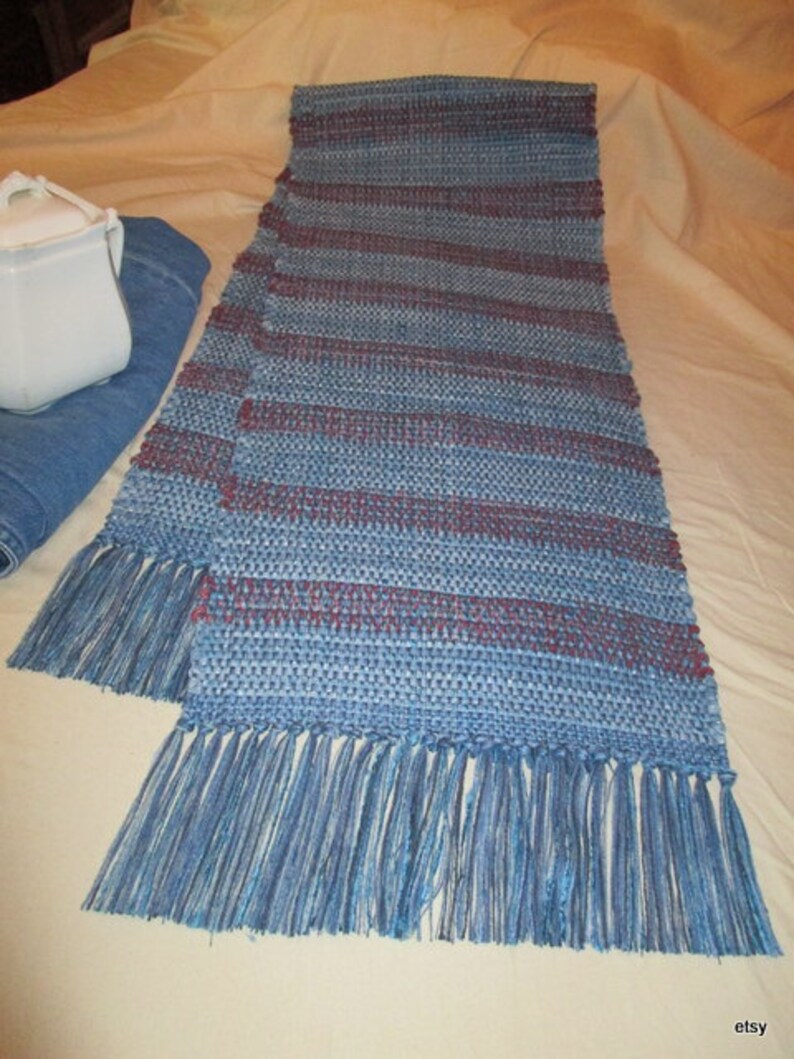 Table Runner Blue & Red Table Runner Table Rug Bureau Scarf Etsy