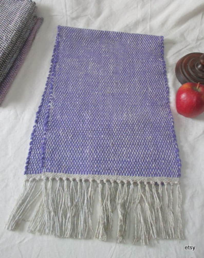 Purple Table runner by 12 wide 40 cotton fringe handwoven