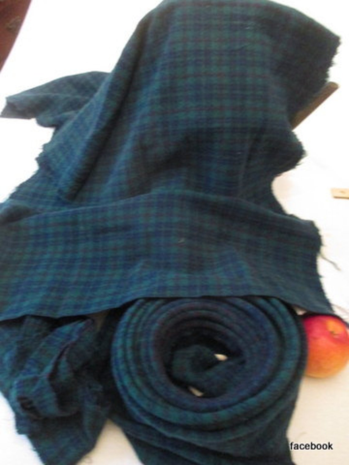 Hooked Rug Binding, Cording, Cotton Cord , Reused Wool, Green, Blue and