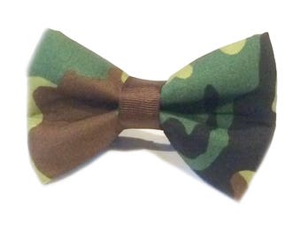 Camouflage Bow Tie for Dog Collar - Camo Dog Bow, Camouflage Fall Pattern