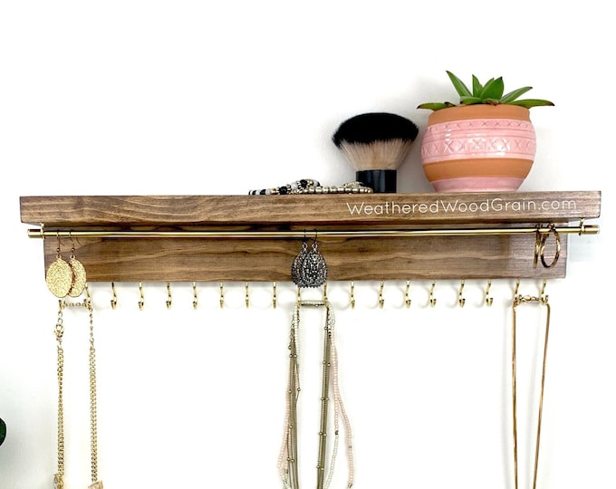 Jewelry Organizer with Shelf For Earrings and Necklaces