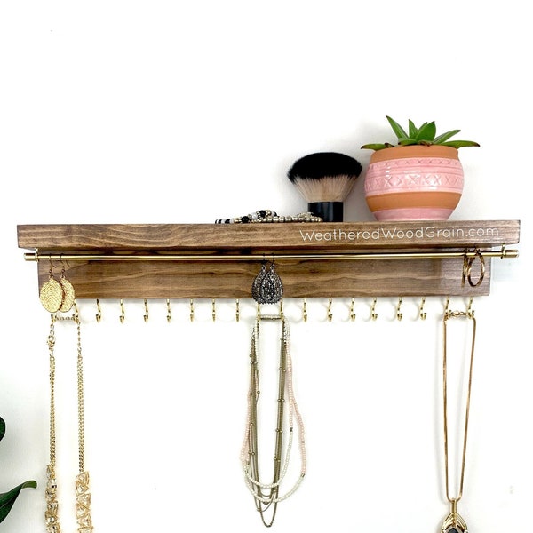 Jewelry Organizer with Shelf For Earrings and Necklaces