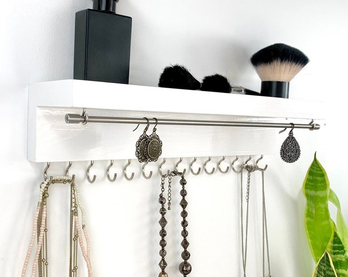 Wall Mount Jewelry Organizer with Shelf