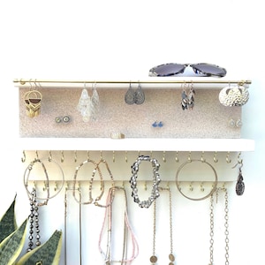 White Jewelry Organizer With Shelf | Jewelry Storage | Necklace Holder | Extra Hooks