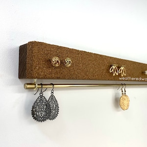 Cork Stud Earring Organizer Single | Dangle Earring Holder | Wall Mount Jewelry Organizer