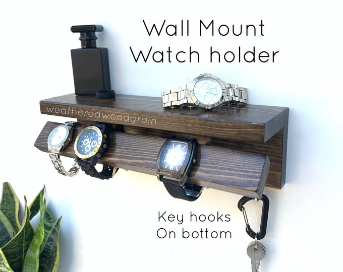 Watch Organizer, Wall Mount Watch Holder, Key Holder Shelf