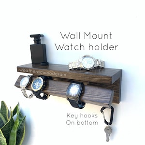 Watch Organizer, Wall Mount Watch Holder, Key Holder Shelf