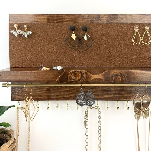 Stud and Dangle Earring Holder Cork Wood Jewelry Organizer Etsy