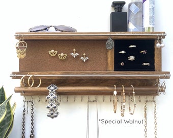 Ring Holder Jewelry Organizer | Dangle Earring Holder | Necklace Holder | Wall Mount Ring Organizer