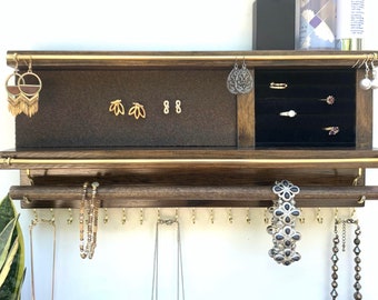 Complete All-In-One Jewelry Organizer with Ring Organizer | Stud Earring Holder | Dangle Earring Holder | Necklace Holder