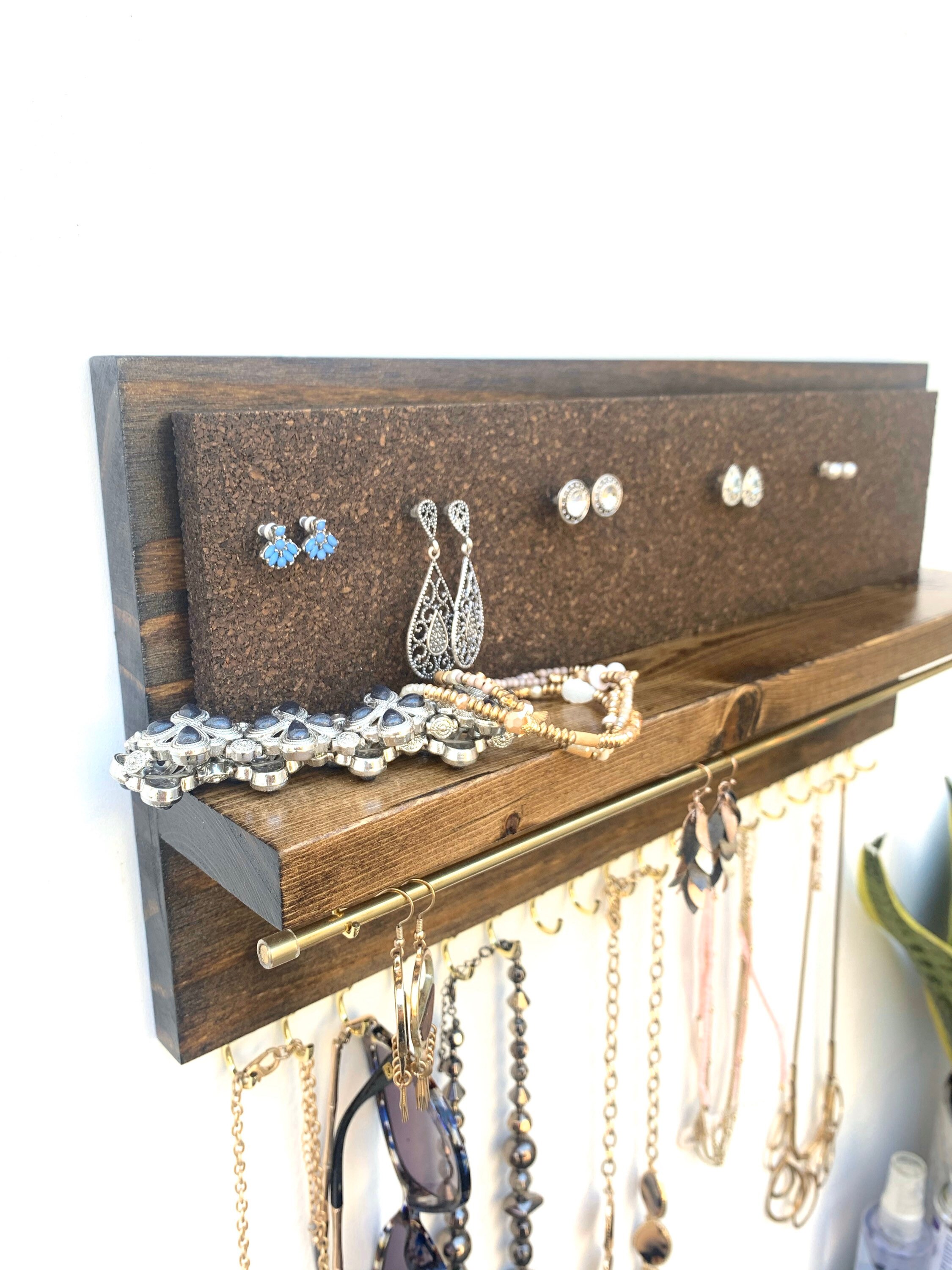 Stud Earring Holder Wood Jewelry Organizer Cork Earring Holder